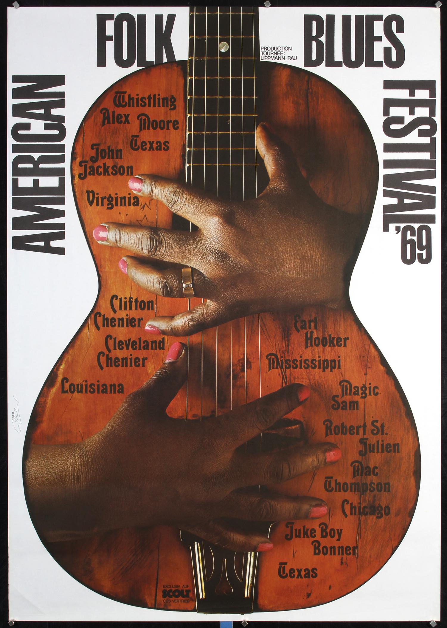 Original 1960s American Folk Poster KIESER HAND-SIGNED (1 of 1)