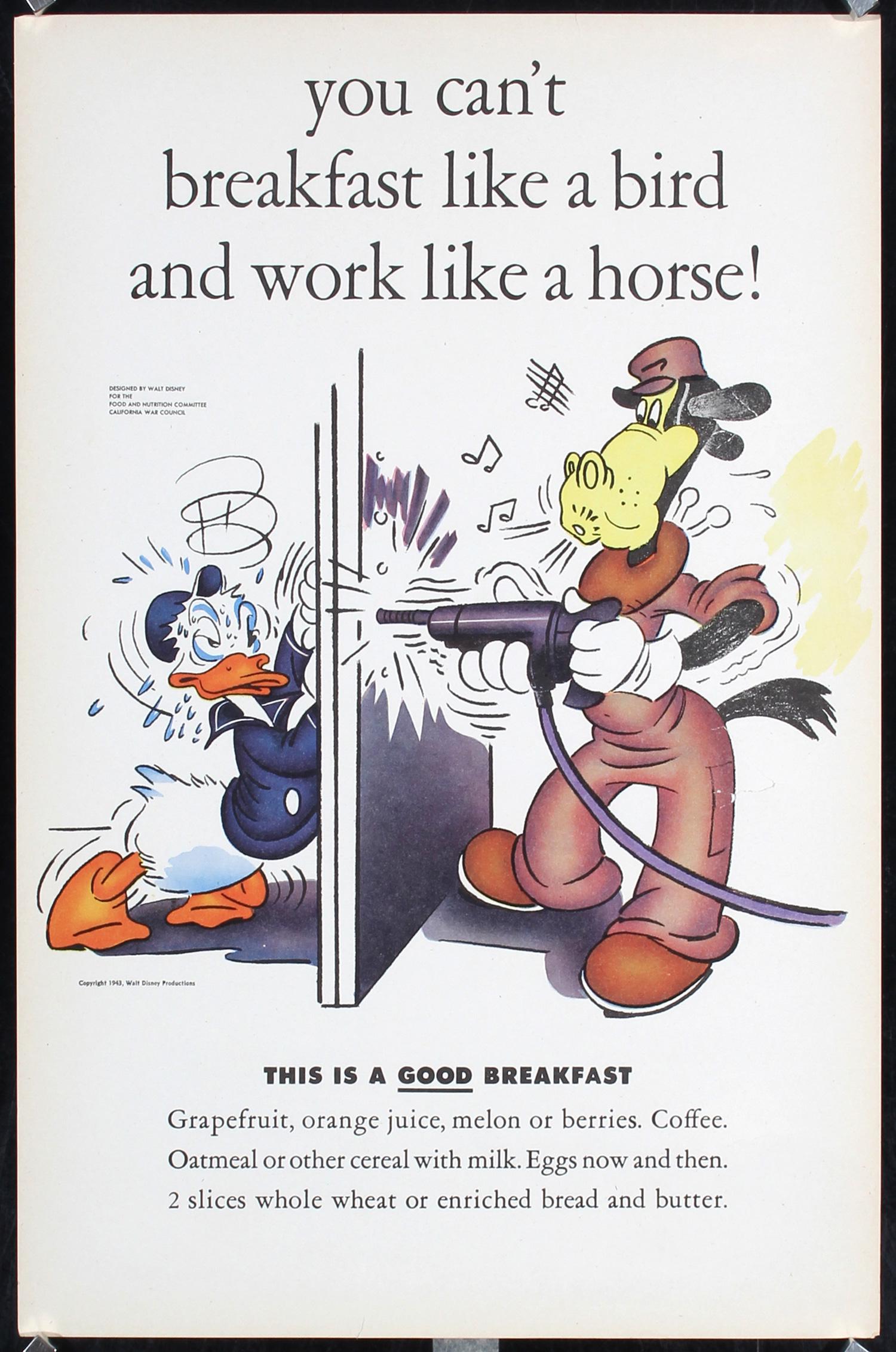 Original Vintage 1940s Disney WW II Food War Poster (1 of 1)