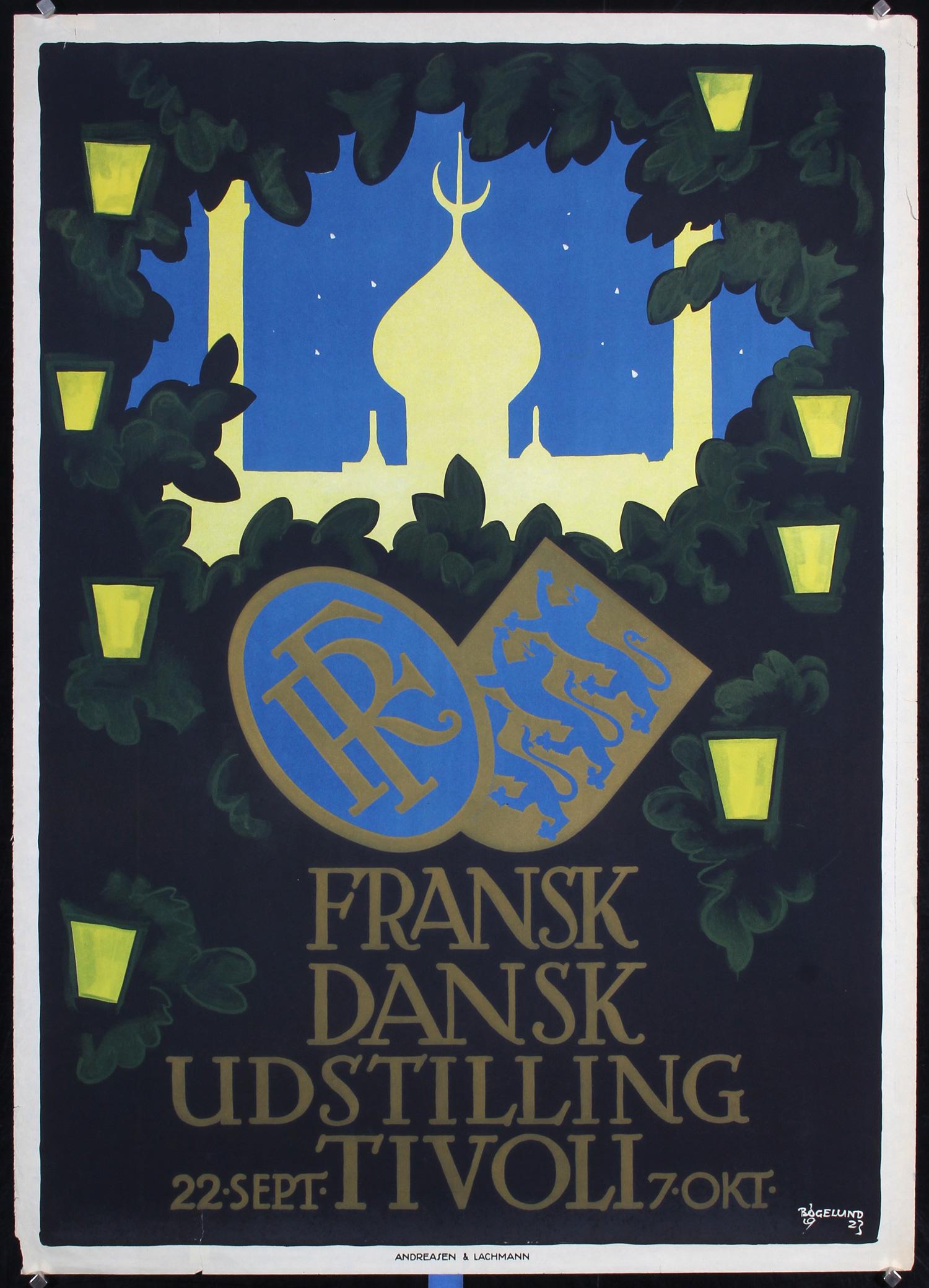 Original Vintage 1920s Danish Tivoli Poster BOGELUND (1 of 1)