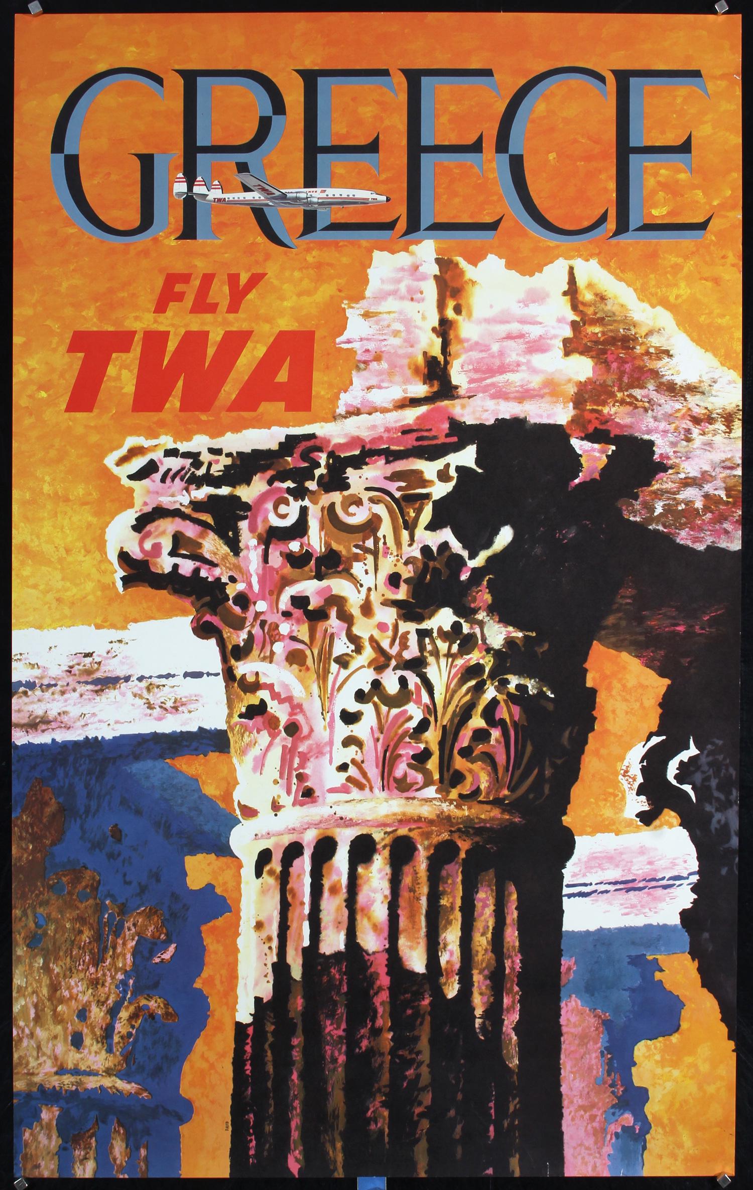 Original 1960s David Klein TWA Greece Poster (1 of 1)