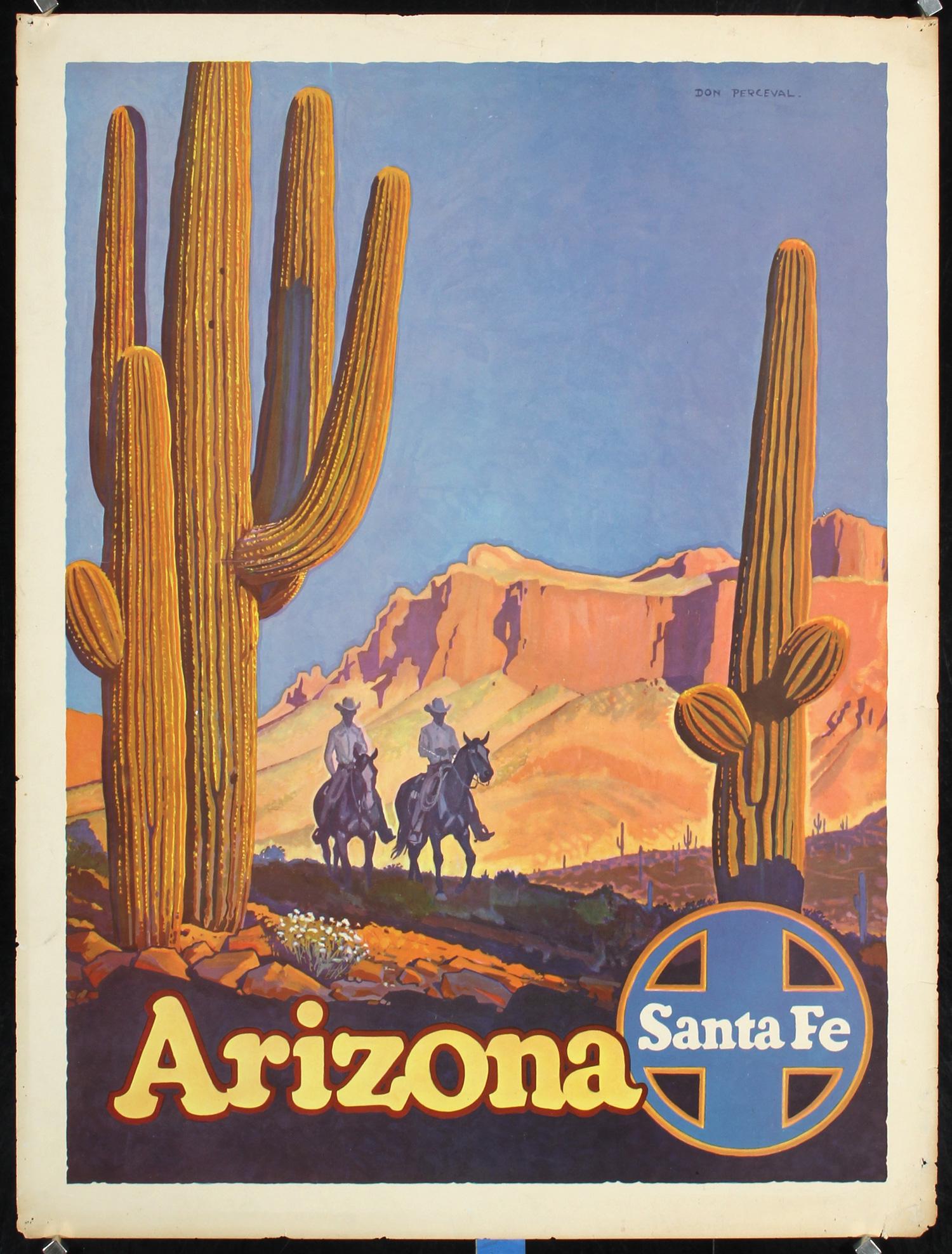 Original 1940s Santa Fe Rail Travel Poster ARIZONA (1 of 1)
