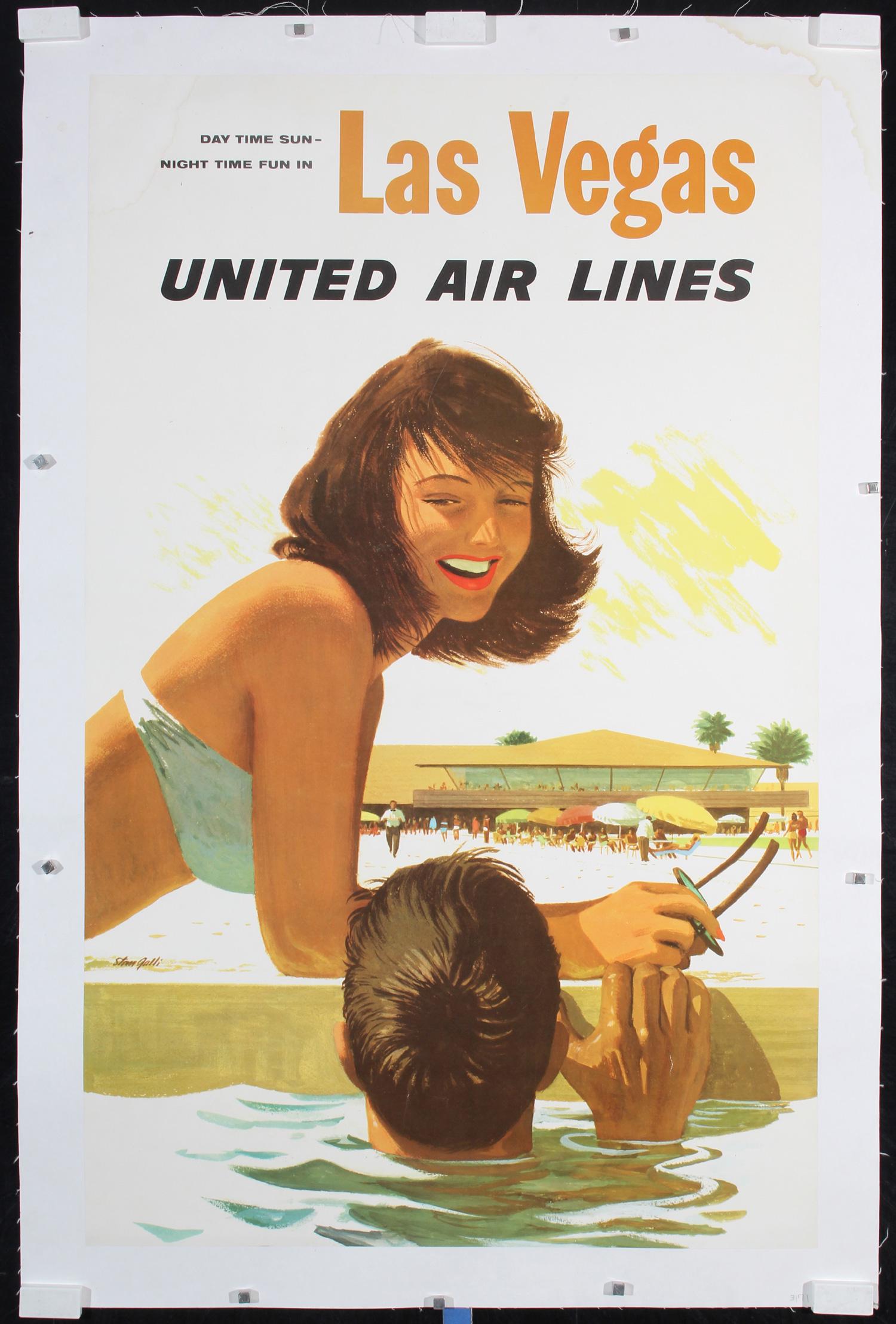 Original 1960s Las Vegas United Air Travel Poster GALLI (1 of 1)