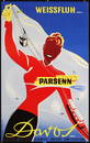 Original Vintage 1950s Davos Ski Travel Poster Peikert