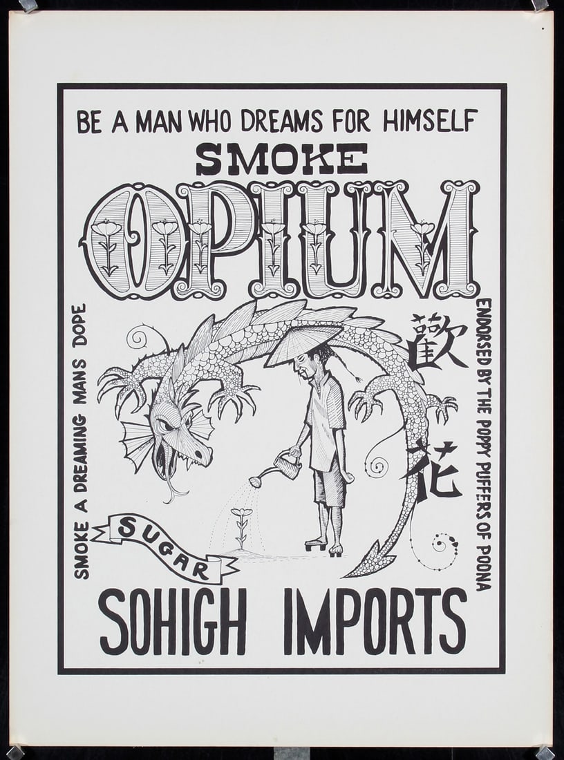 Original Vintage 1960s Roland Crump Smoke Opium Poster (1 of 1)