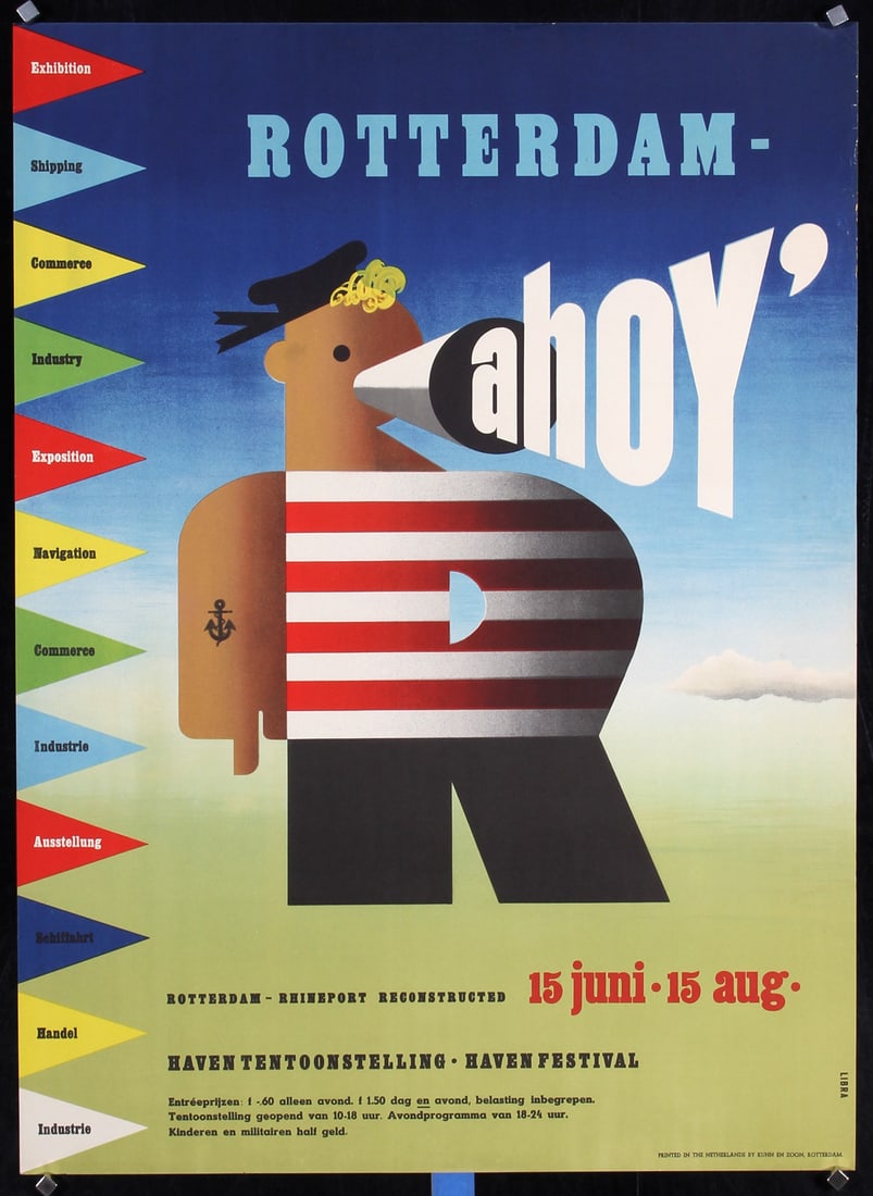 Original 1950s Rotterdam Festival Travel Poster Ahoy (1 of 1)
