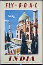 Original 1950s BOAC Airline Travel Poster INDIA