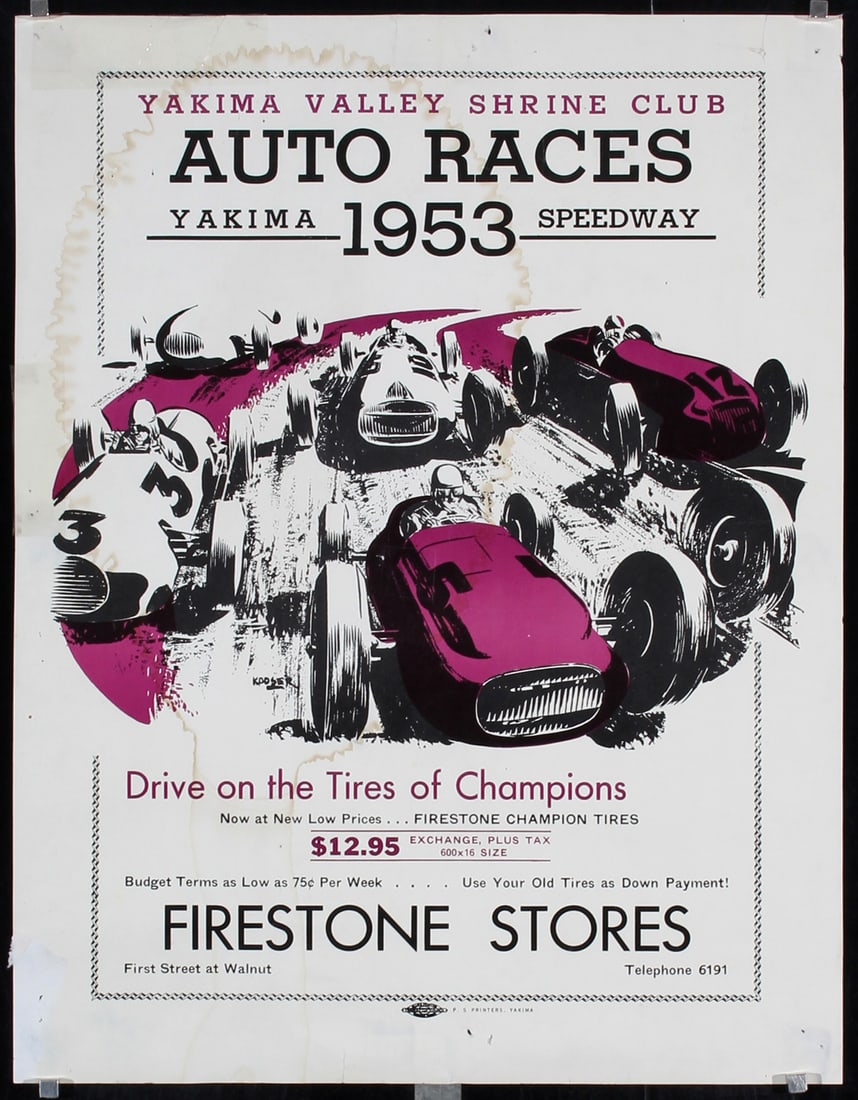 Original 1950s Yakima Auto Speedway Racing Poster (1 of 2)