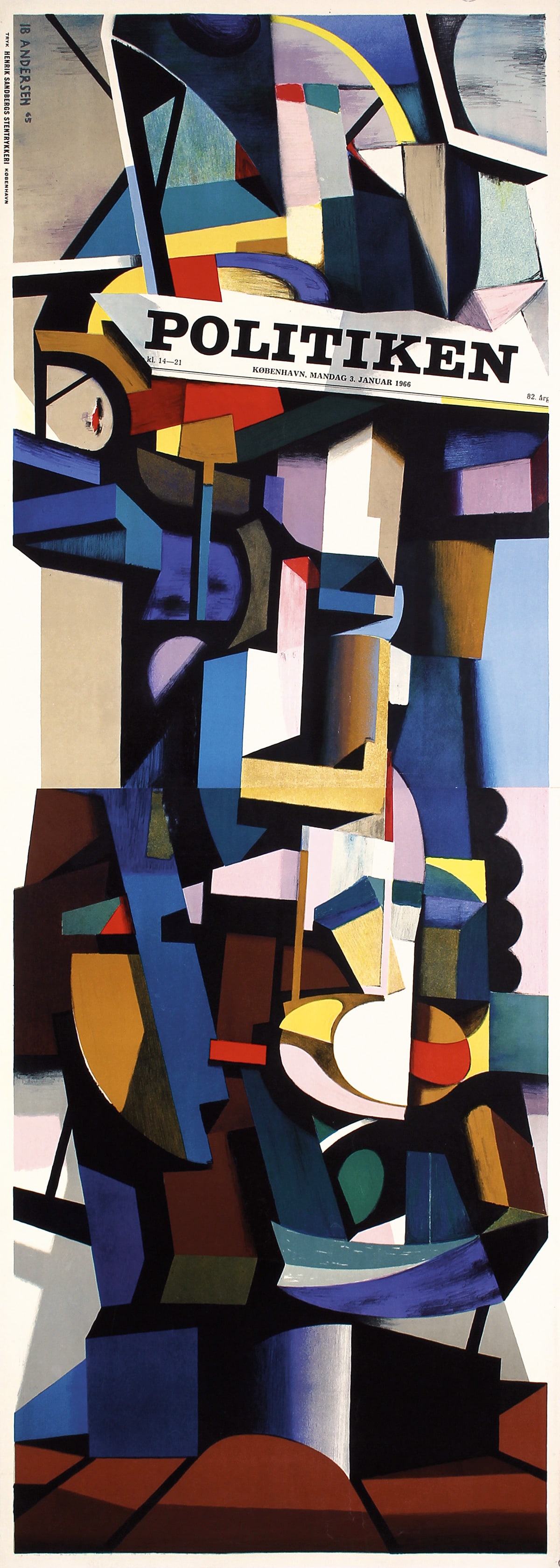 Famous Original 1960s Danish POLITIKEN Poster ANDERSON (1 of 1)