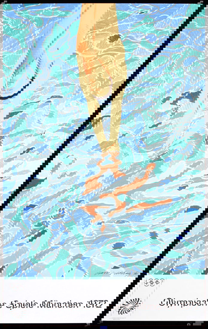 Original Vintage 1972 Munich Olympics Poster David Hockney Art (1 of 1)