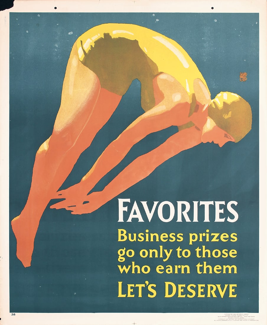 Great Original 1929 Mather Work Poster Diver Favorites (1 of 1)