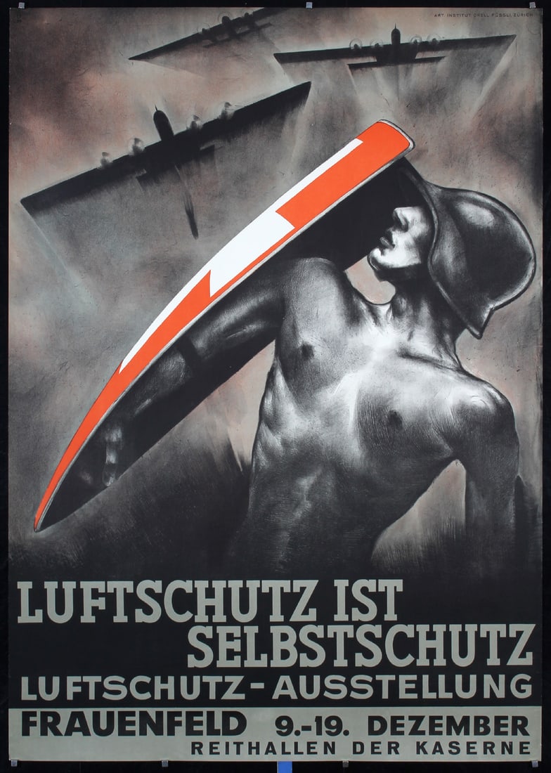 Original 1930s Baumberger Luftschutz Poster Air Force (1 of 1)
