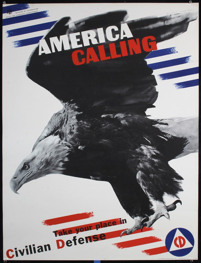Original 1940s HERBERT MATTER WW II Propaganda Poster: Matter, Herbert 1907 - 1984 America Calling Photo/Offset 1941 39.7 x 29.9 in. (101 x 76 cm) Printer: U.S. Government Printing Office Condition Details: (A) tiny tear at the bottom edge, very minimal s