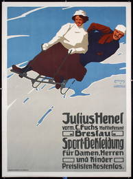 RARE Original 1910s Carl Moos Winter Sports Poster Hene