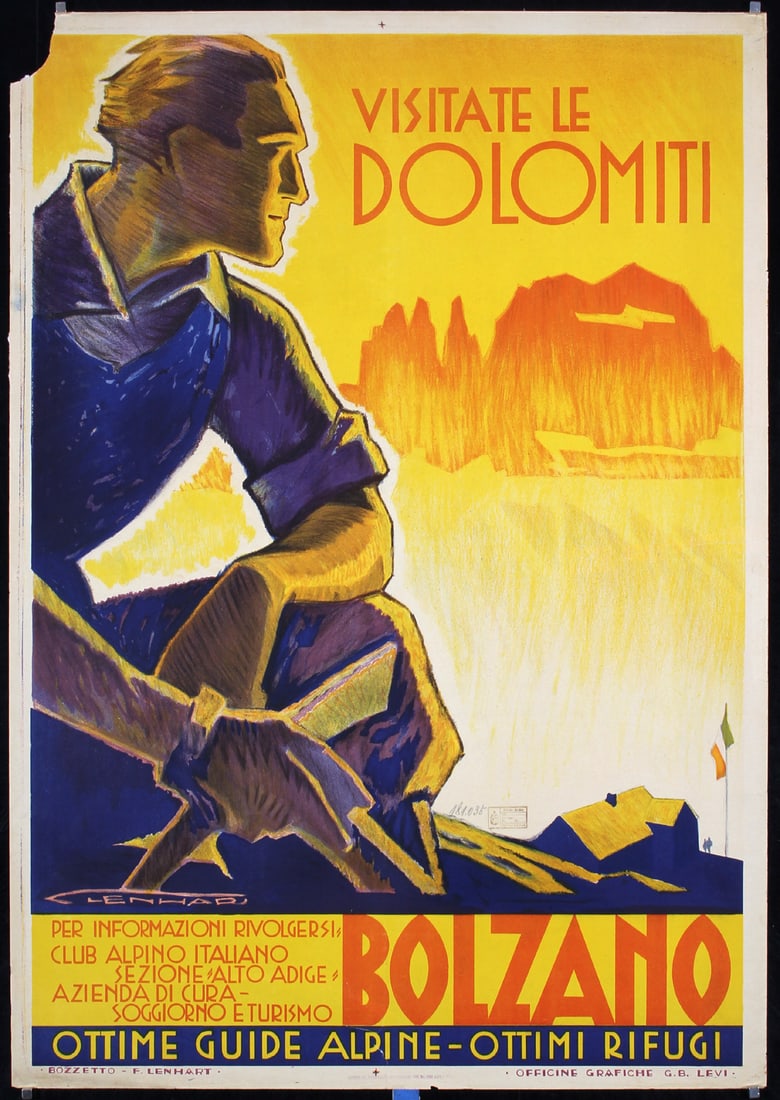 Original 1930s Dolomites Italy Travel Poster Lenhart (1 of 1)