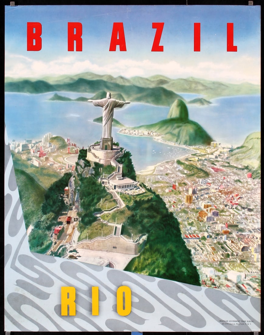 Original Vintage ca. 1950s Brazil Rio Travel Poster (1 of 1)