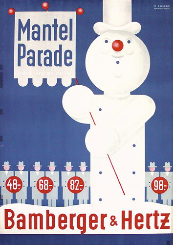 Bamberger Parade 1930s Snowman Poster ORIGINAL