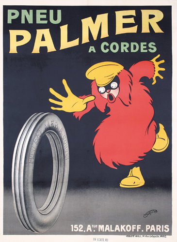 Great 1920s Tire Pneu Palmer Poster ORIGINAL