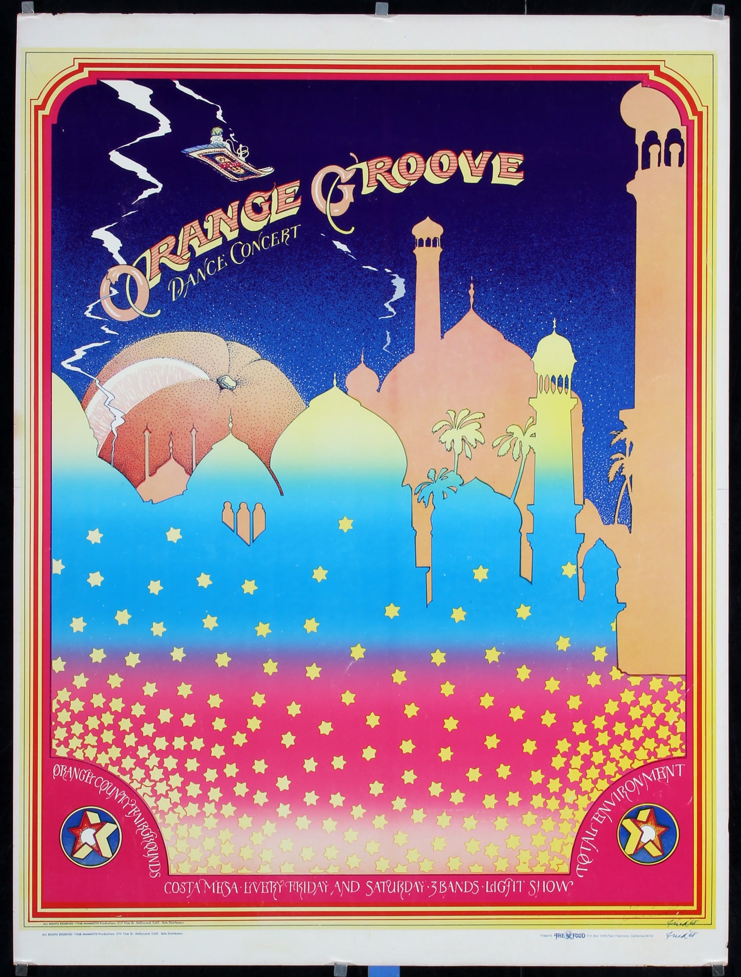 Rare Original 1960s Orange Groove Dance Concert Poster (1 of 1)