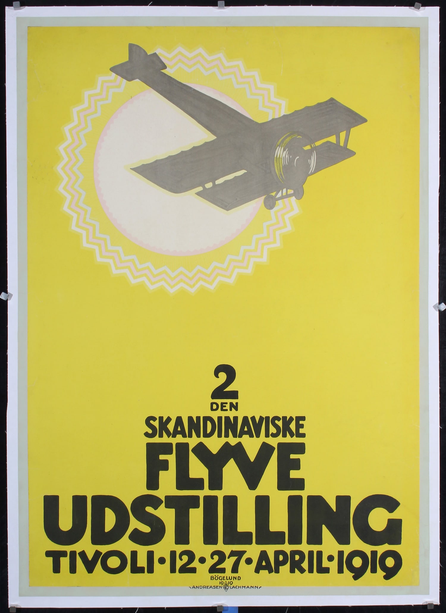 RARE Original Vintage 1910s Danish Aviation Poster (1 of 1)