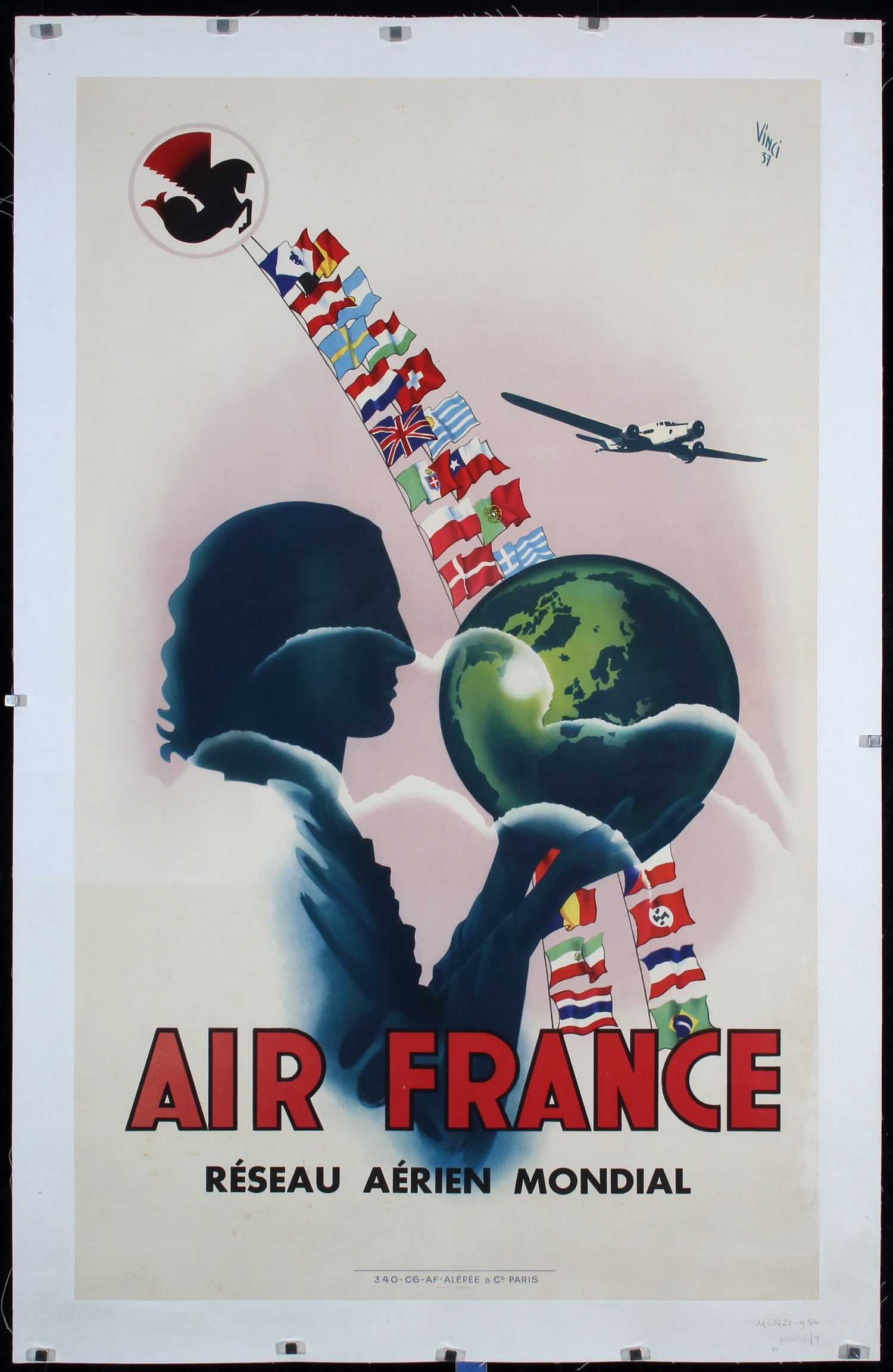 Original Vintage 1930s Air France Travel Poster RARE (1 of 1)