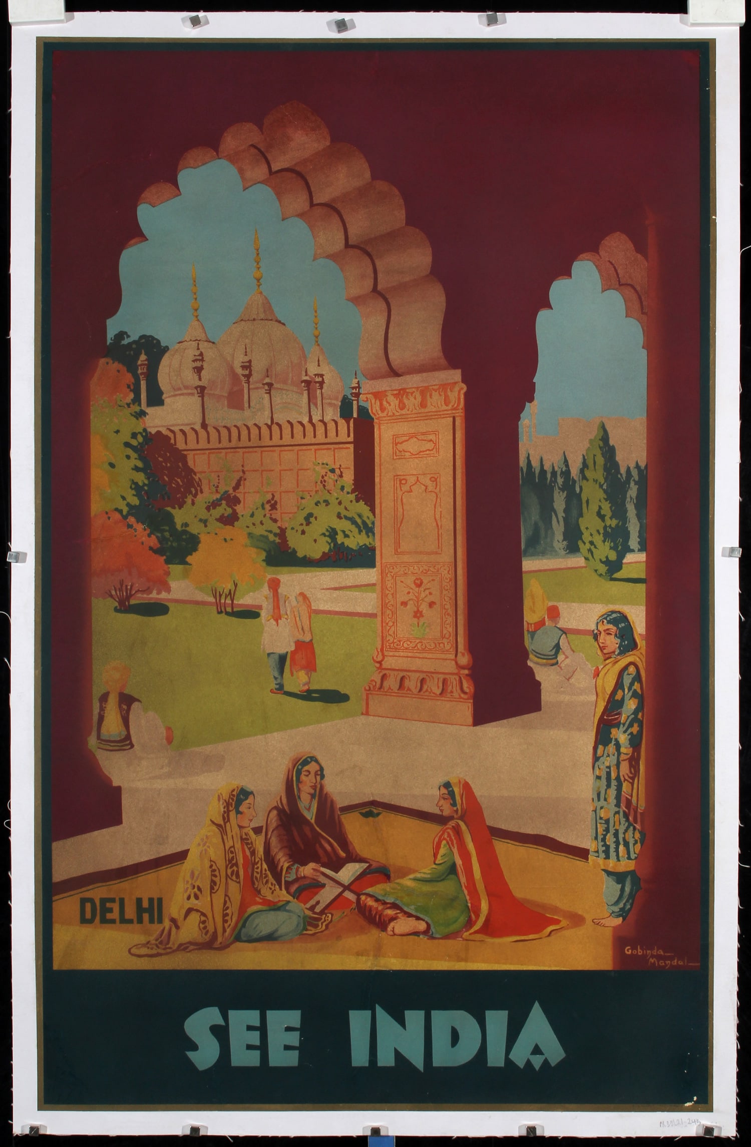 Original Vintage ca. 1930s India Delhi Travel Poster (1 of 1)
