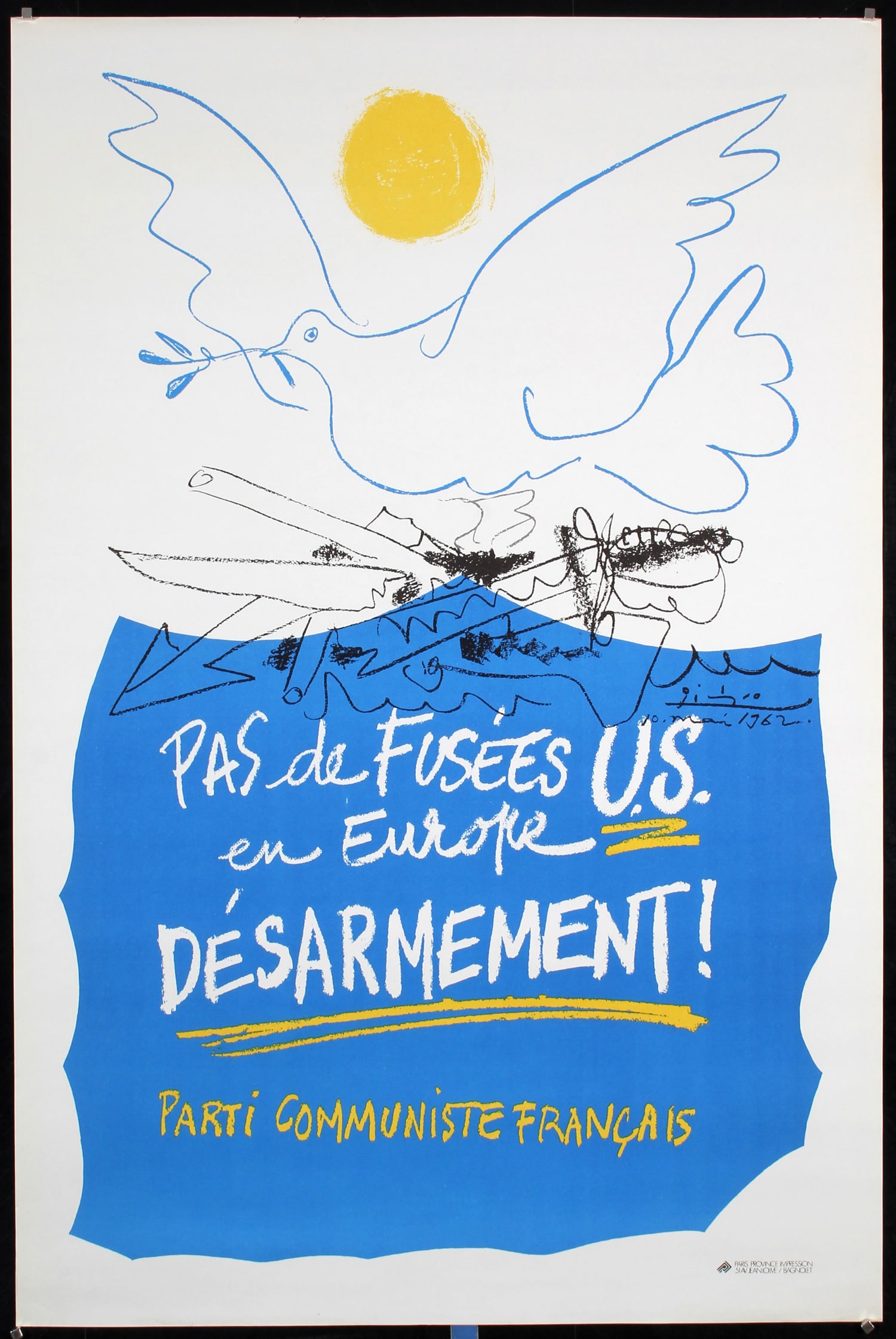 Original 1960s Picasso French Arms Protest Poster (1 of 1)