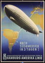 RARE Original 1930s HAPAG Zeppelin Travel Poster ANTON