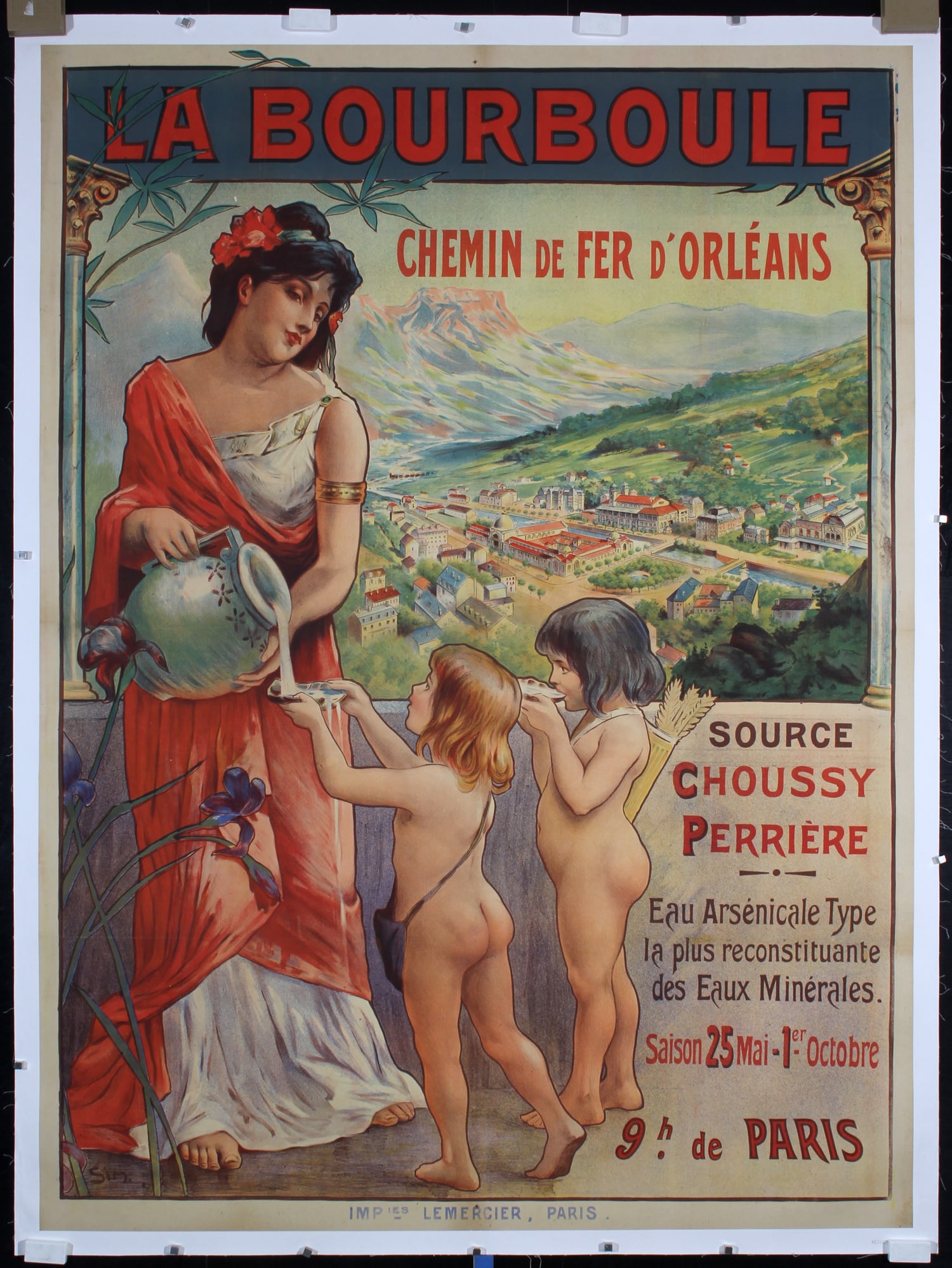 Original ca. 1900s French Rail Travel Poster Bourboule (1 of 1)
