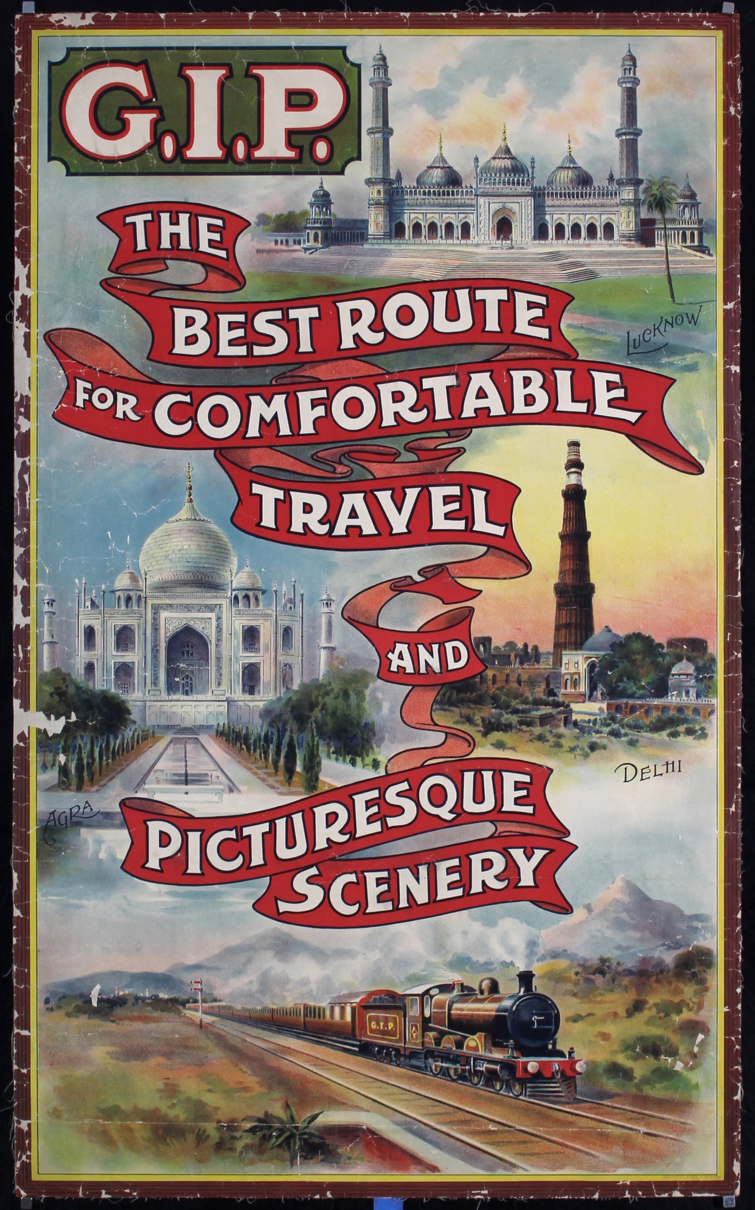 Rare Original c. 1910s India Rail Travel Poster GIP (1 of 1)
