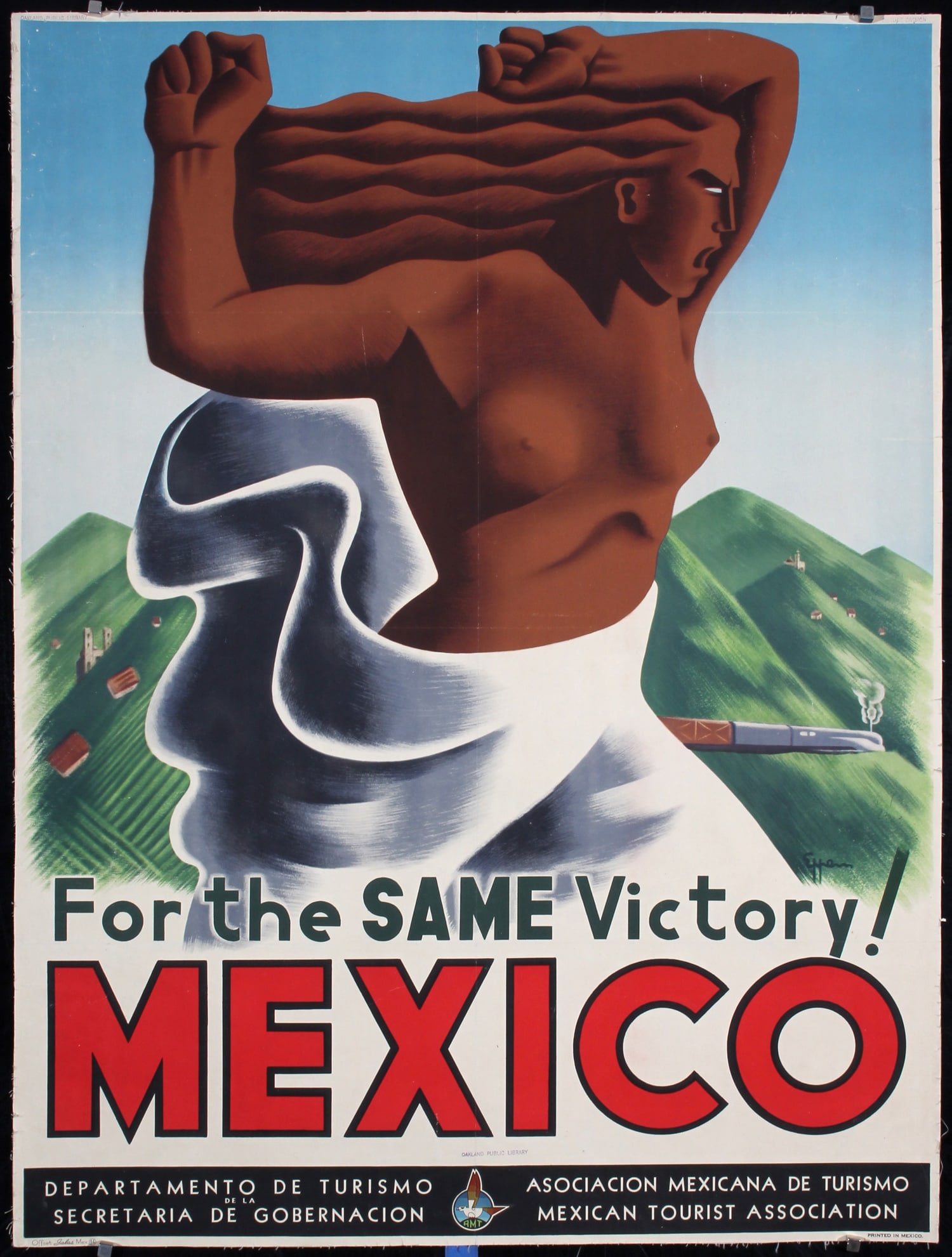 Original Vintage 1940s Mexico Rail Travel Poster (1 of 1)