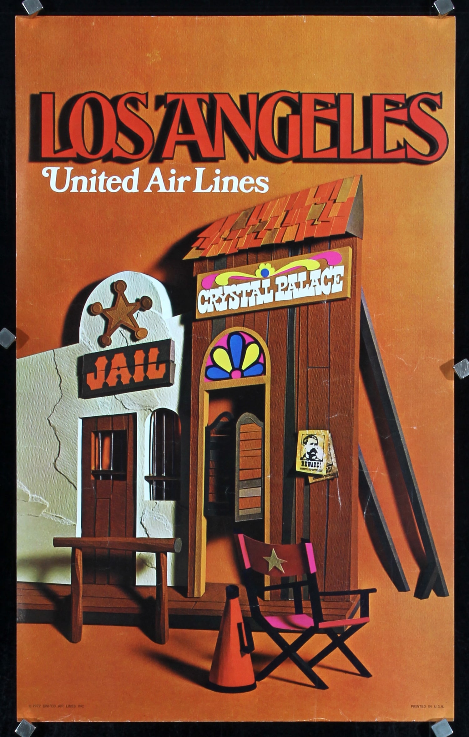 Original 1970s United Air Travel Posters Los Angeles: Anonymous - USA United Air Lines - Los Angeles Offset 1972 16.1 x 9.8 in. (41 x 25 cm) Printer: no information Condition Details: (A-) minor creases #USA #Travel #Airlines #United Air Lines #Los Angel