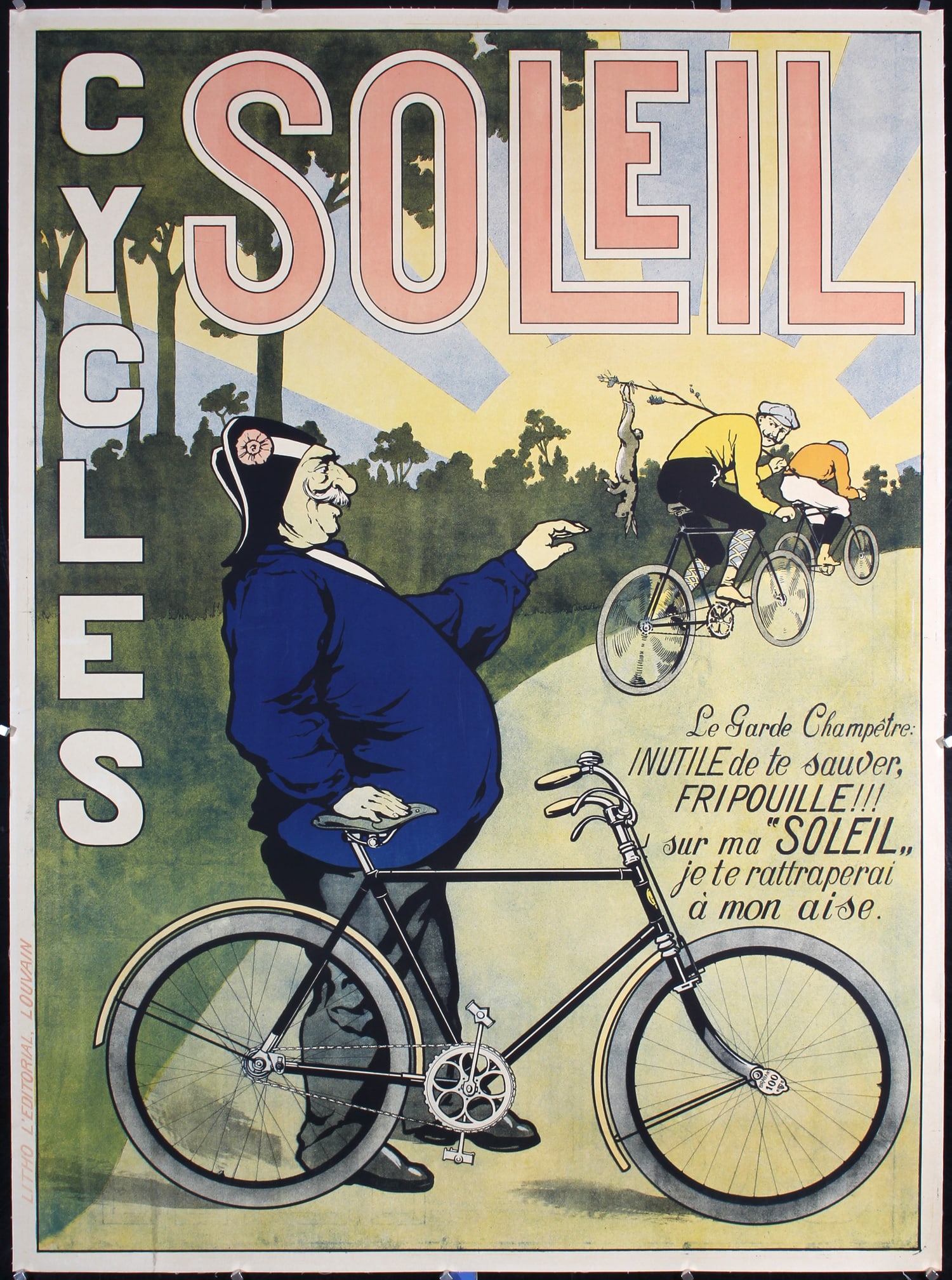 Original 1900s/10s Belgian Bicycle Poster CYCLES SOLEIL (1 of 1)