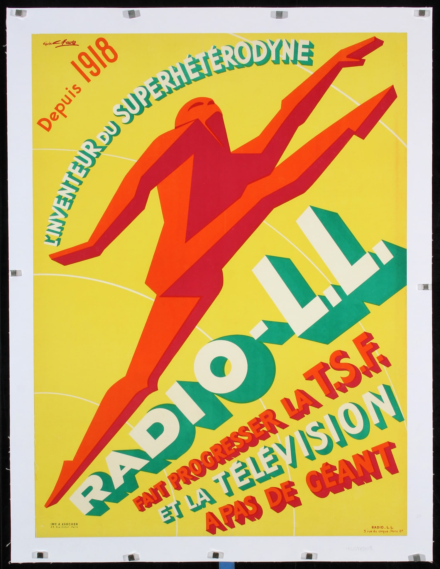 Original c. 1930s French Art Deco Radio Poster FAVRE (1 of 1)