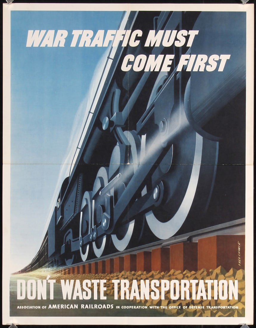 Original 1940s World War II Rail War Traffic Poster (1 of 1)