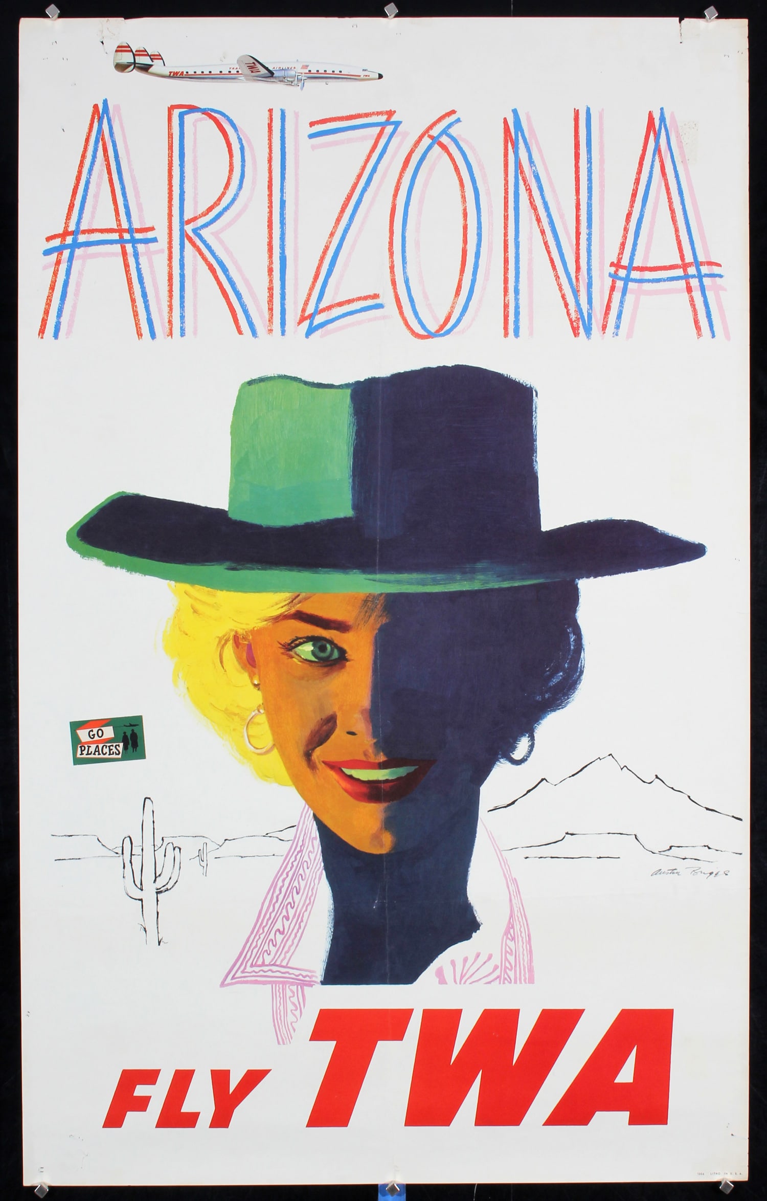 Original c. 1950s TWA Arizona Travel Poster BRIGGS (1 of 1)