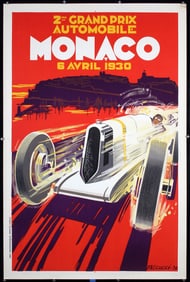 Rare Original 1930 Monaco Grand Prix Poster Falcucci