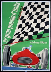 Rare Original 1950 Italian Grand Prix Poster LARGE VS