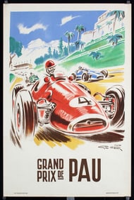 Original Vintage 1950s Geo Ham Grand Prix Pau Poster