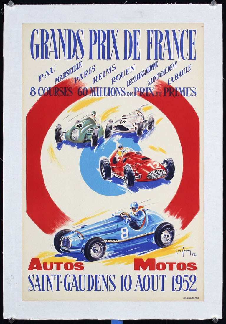 Original 1950s Grand Prix de France Racing Poster (1 of 1)
