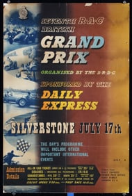 Rare Original 1954 Silverstone Grand Prix Poster