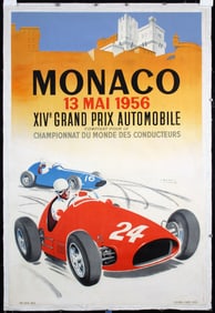 Rare Original 1950s Monaco Grand Prix Poster Ramel