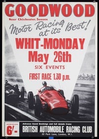 Original 1950s Maserati Goodwood Racing Poster