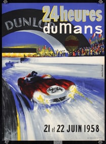 RARE Original Vintage 1950s Le Mans Auto Racing Poster