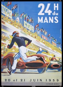 Original 1980s Printing Le Mans 1959Racing Poster