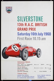 Original 1960 British Silverstone Racing Poster