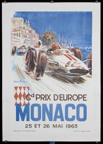 Original 1963 Monaco Grand Prix Racing Poster Beligond