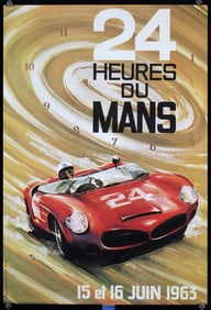 Rare Original Vintage 1963 Le Mans Auto Racing Poster