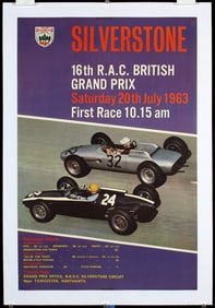 Original Vintage 1960s Silverstone Grand Prix Poster