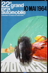 Original 1964 Monaco Grand Prix Auto Racing Poster