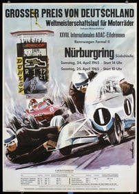 Original Vintage 1960s German Grand Prix Poster